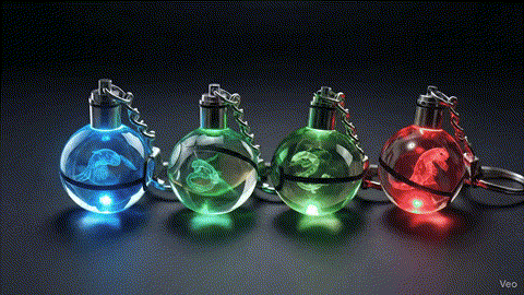 Pack Legendarios Hoenn – Llaveros Pokémon Cristal 3D LED (Rayquaza, Megarayquaza, Kyogre, Groudon)