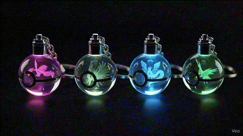 Colección Aves Legendarias Pokémon – Llaveros Cristal 3D LED Edición Coleccionista (Moltres, Zapdos, Articuno & Ho-Oh)