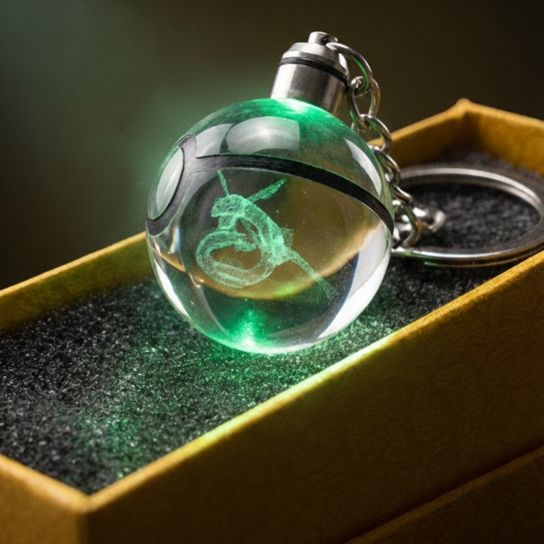 “Llavero Pokémon Rayquaza cristal 3D LED Perú”
