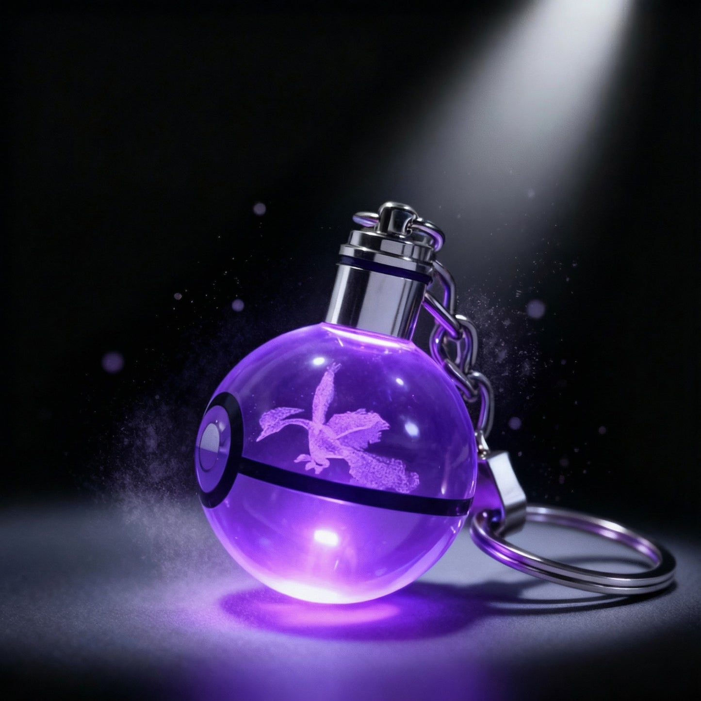 Llavero Moltres Cristal 3D con Luz LED - Colección legendarios Kanto
