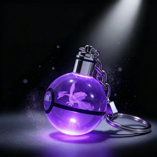 Llavero Moltres Cristal 3D con Luz LED - Colección legendarios Kanto