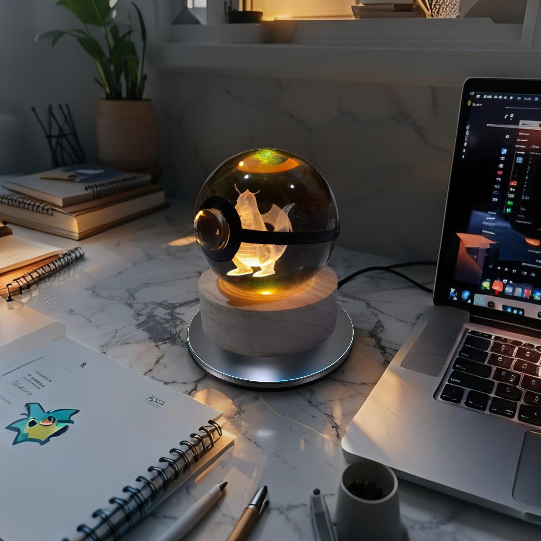 “Lampara Pokémon Dragonite cristal 3D LED- Regalos premium Perú”