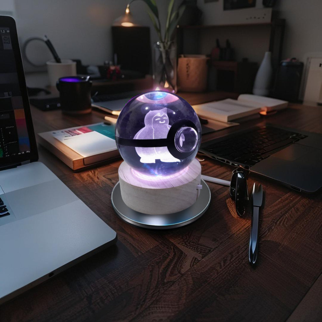 “Lampara Pokémon Snorlax cristal 3D LED- Regalos premium Perú”