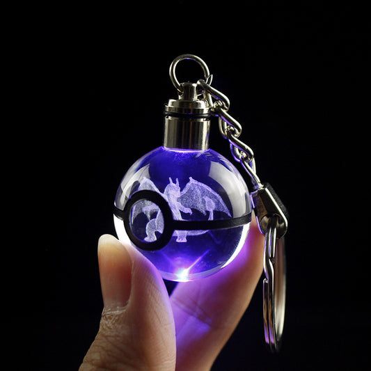 Llavero Charizard Cristal 3D con Luz LED - Colección Kanto