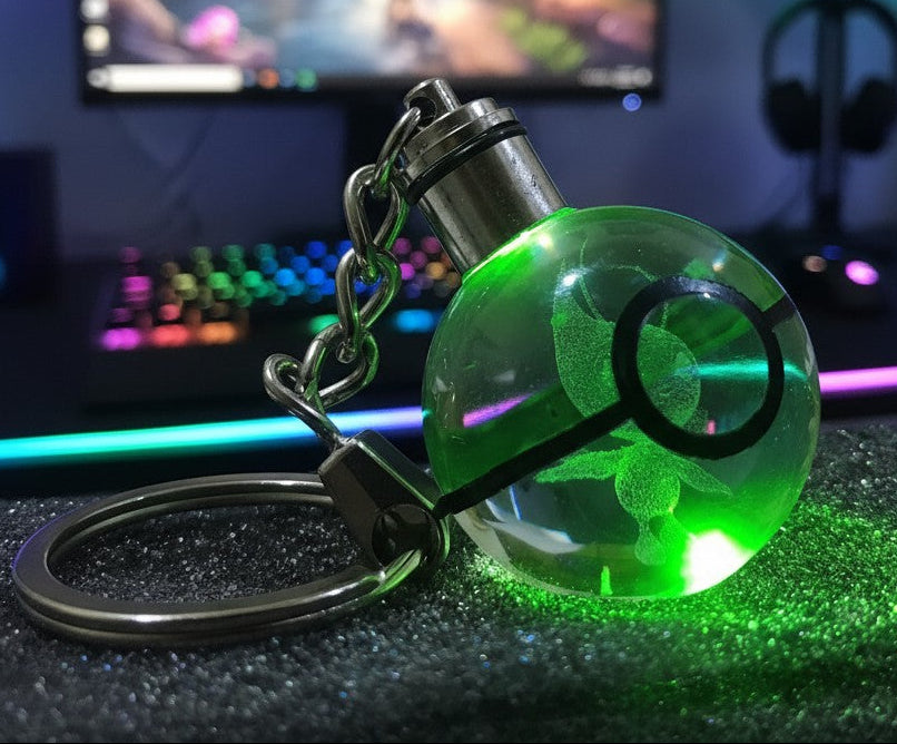 “Llavero Pokémon Celebi cristal 3D LED Perú”