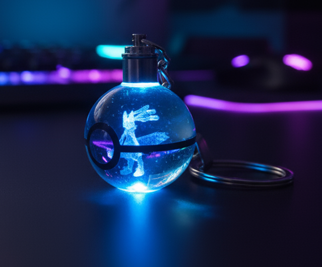 “Llavero Pokémon Megalucario cristal 3D LED Perú”
