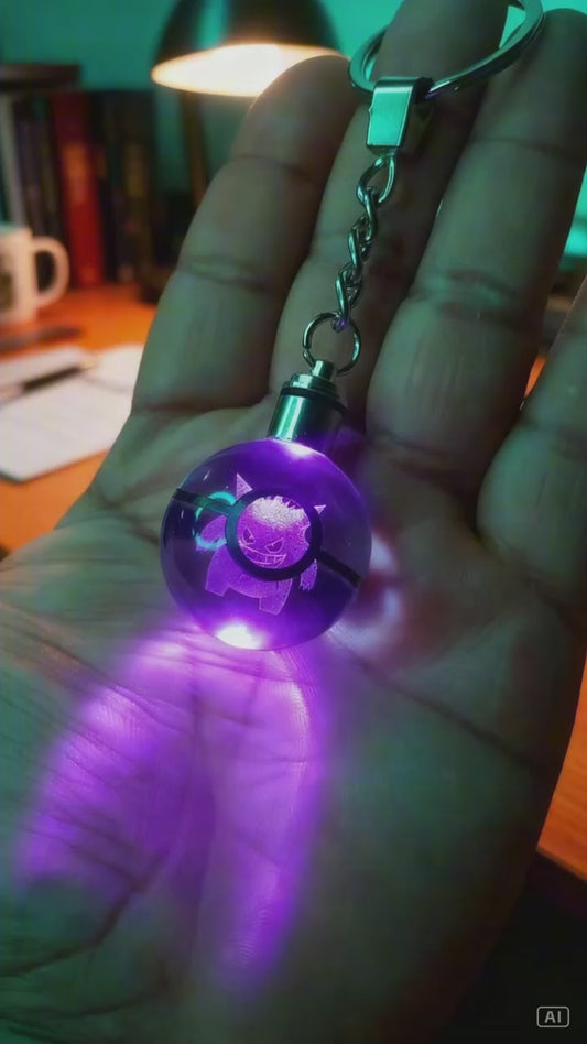Llavero Gengar Cristal 3D con Luz LED - Colección Kanto